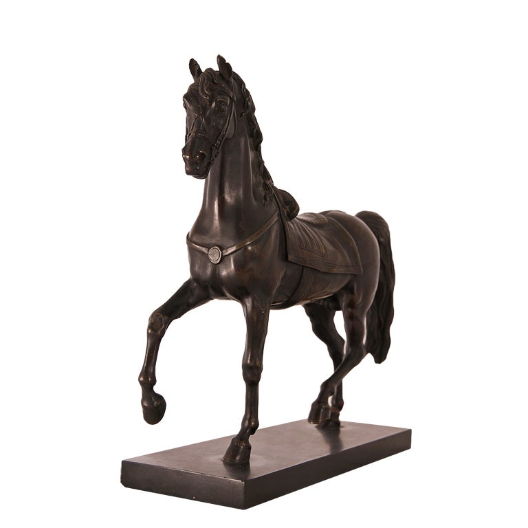 Beautifully detailed equestrian bronze figure from Italy