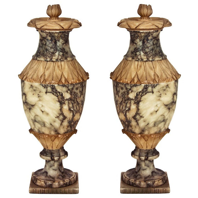 Pr. Carved Marble Mantle Finials For Sale at 1stdibs