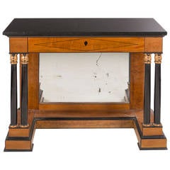 Antique Period French Empire Cherry Console with Black Fossil Marble Top