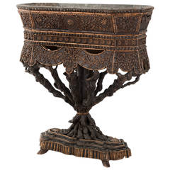 Antique 19th Century Carved Root Wood Jardiniere