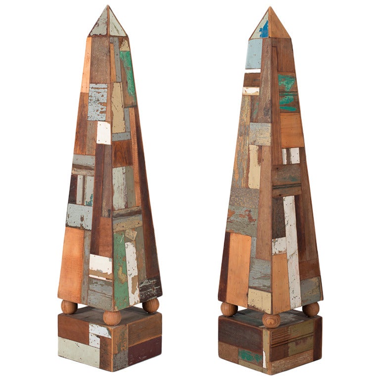 Pair of 19th Century French Folk Art Obelisks