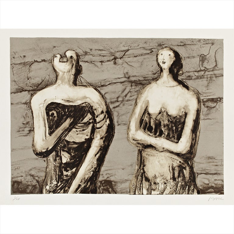 An impressive lithograph by renowned British sculpture and artist Henry Moore (1898-1986). Professionally mounted and framed. Signed 