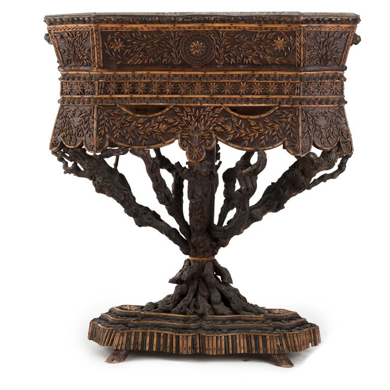 19th Century Carved Root Wood Jardiniere