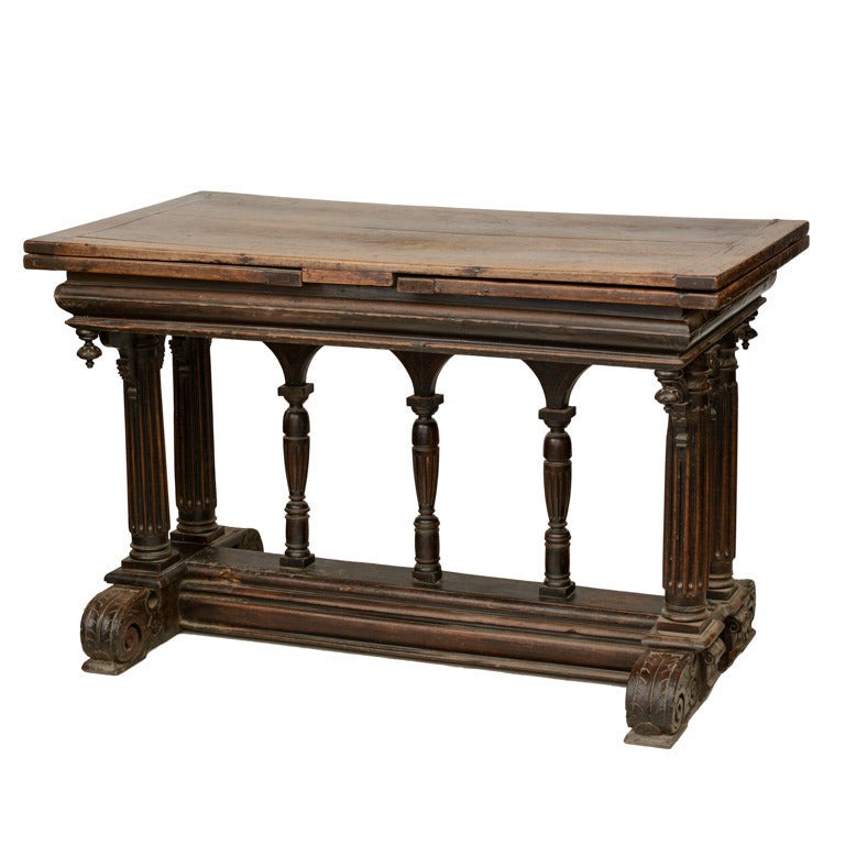 Exceptional Period Italian Renaissance Carved Oak Hall Table For Sale