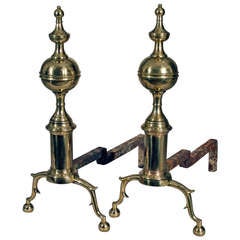 Pair of Federal Andirons, Ball Top with Urn Finials Pair of Federal Andirons, Ball Top with Urn Finials