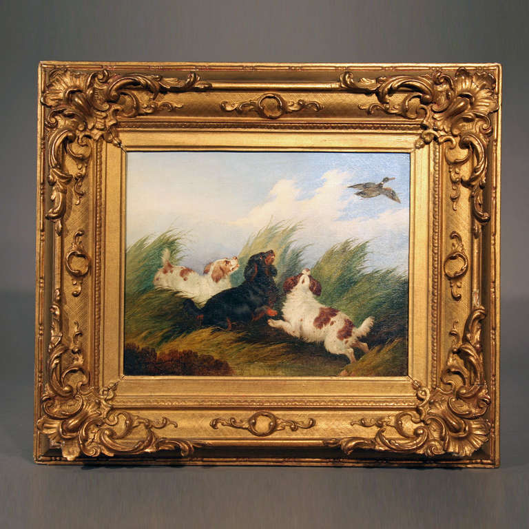 Pair of Sporting Paintings
Hunting Dogs with Landscape Views
Signed and dated (at l.l.): P. Jones 1859 
14