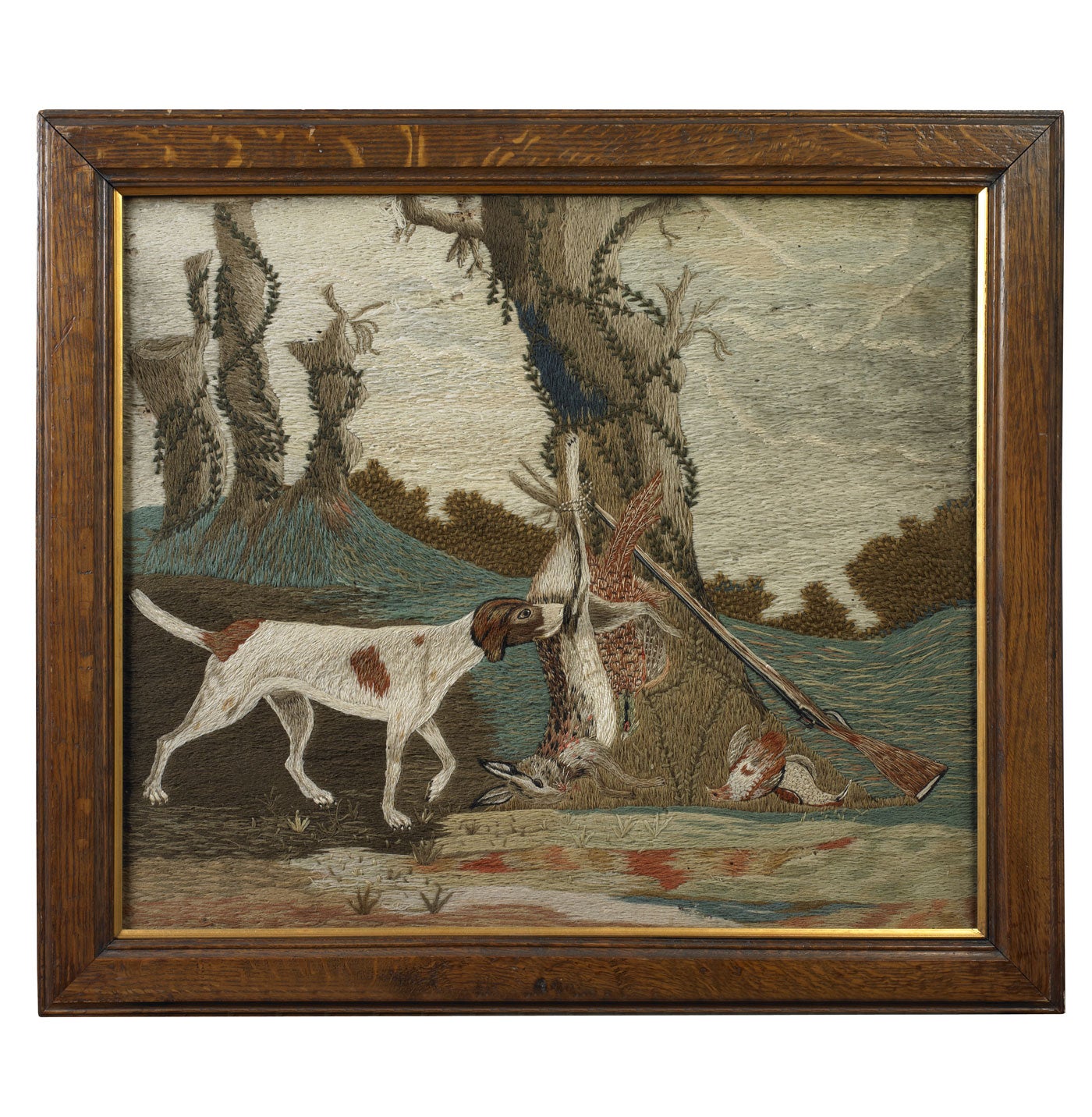 Portrait of a Pointer with Hanging Rabbit and Pheasant