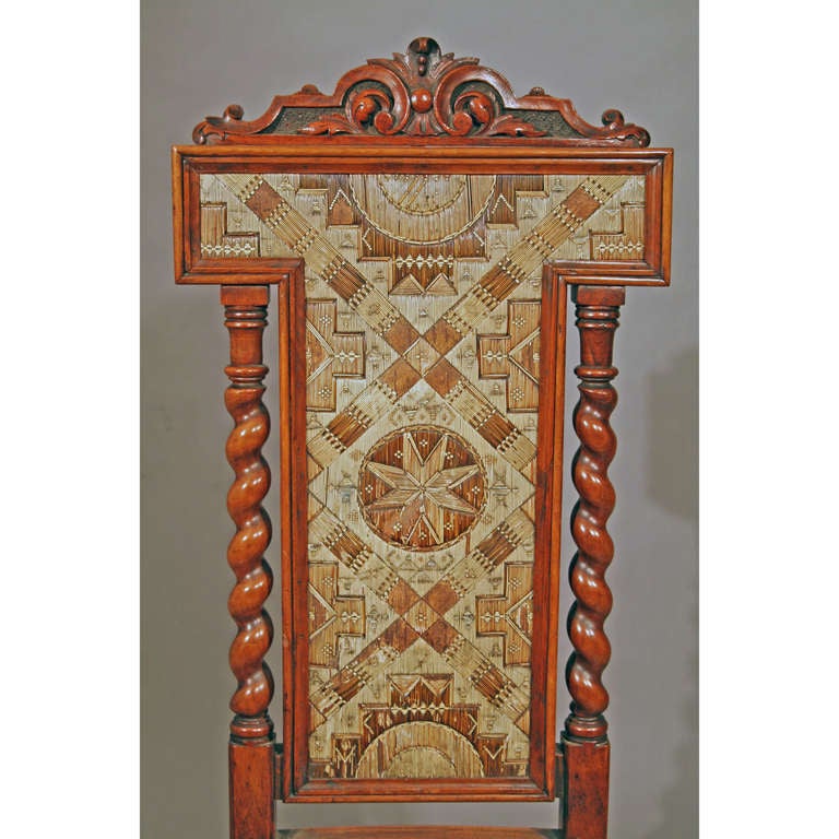 19th Century Side Chair with Micmac Porcupine Quillwork Panels  Probably Scottish, 1850-1875