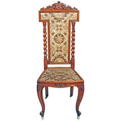 Antique Side Chair with Micmac Porcupine Quillwork Panels  Probably Scottish, 1850-1875