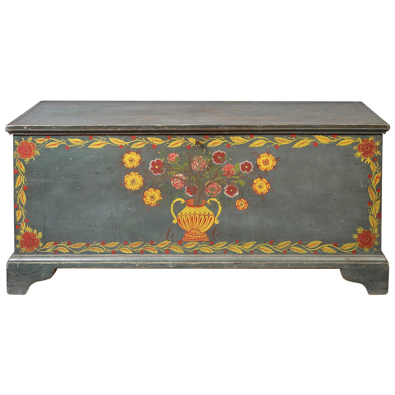 Paint Decorated Blanket Chest For Sale