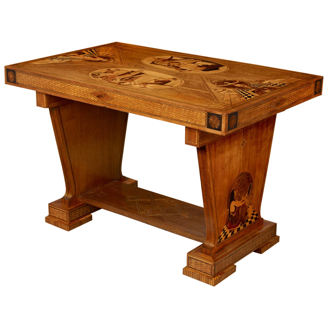 Art Deco Marquetry Center Table For Sale