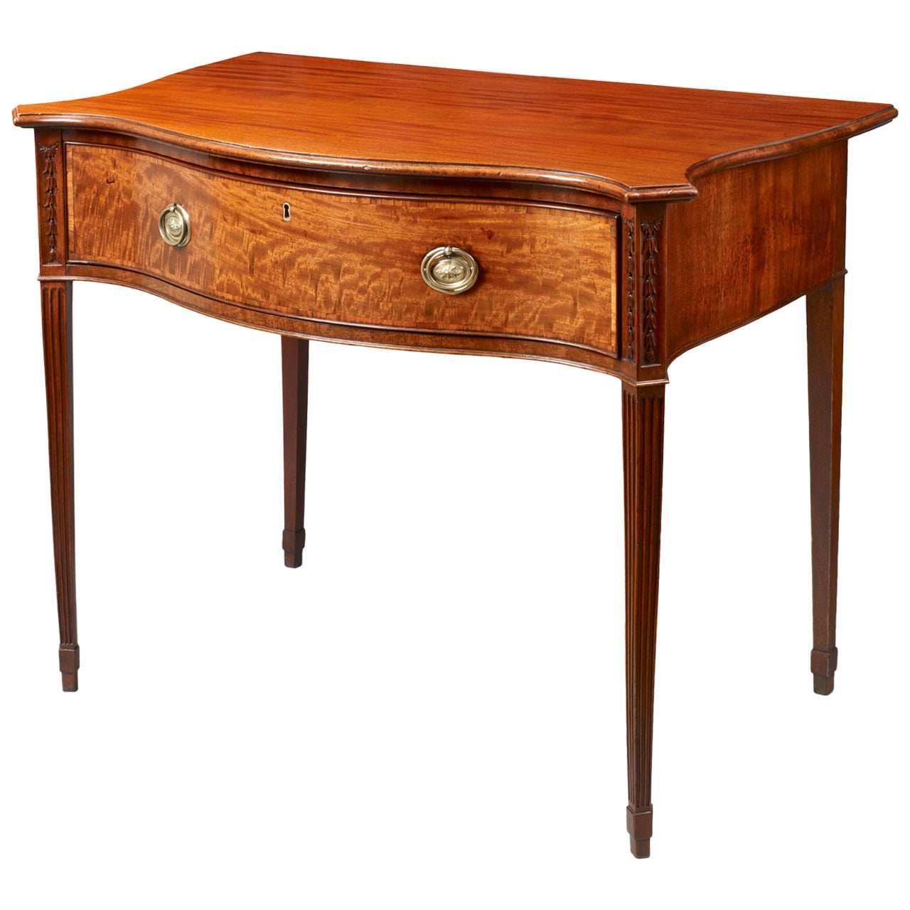 Rare Georgian Serpentine Front Serving Table For Sale