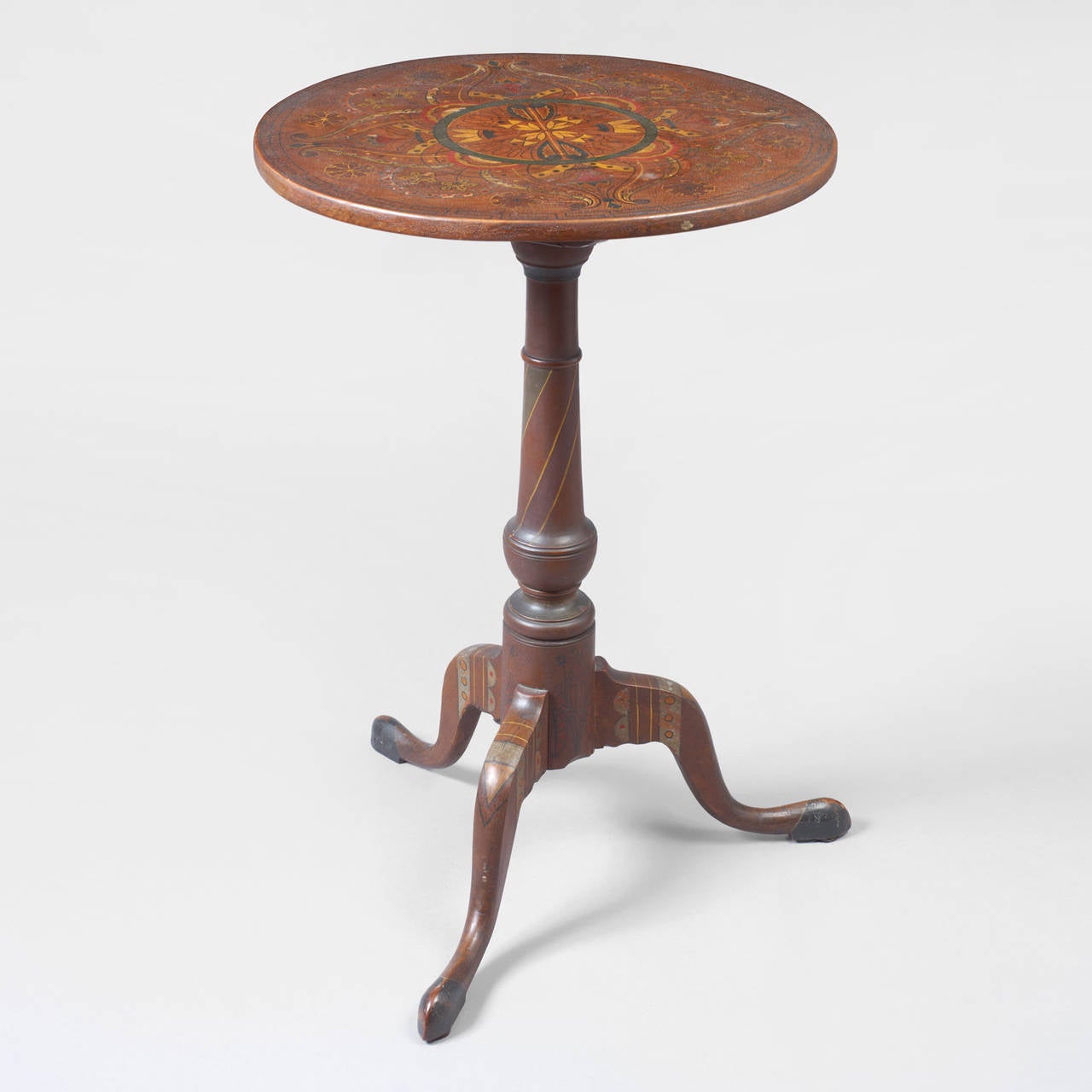American Rare Paint Decorated Tilt-Top Candlestand