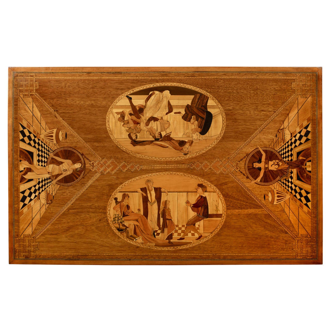 American Art Deco Marquetry Center Table For Sale