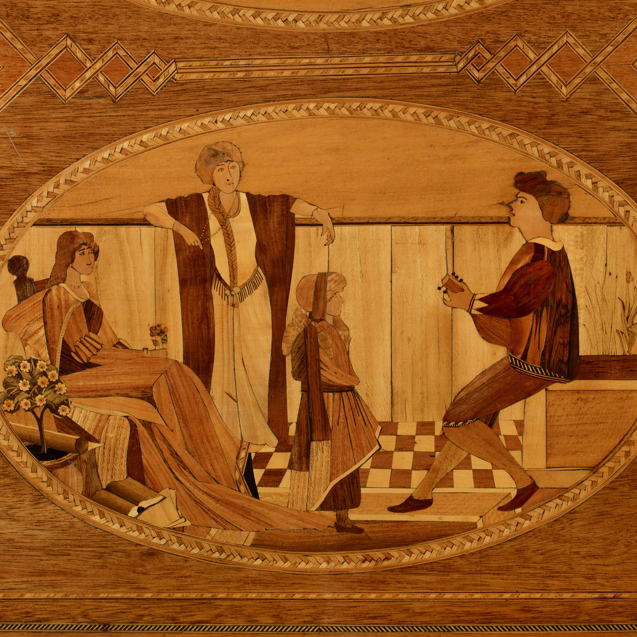 Mid-20th Century Art Deco Marquetry Center Table For Sale