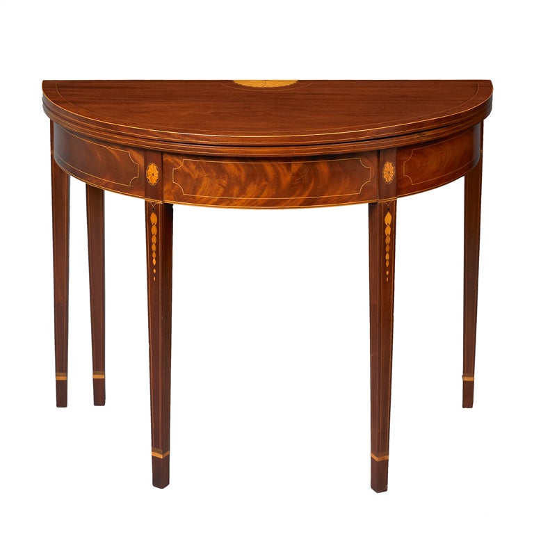 Hepplewhite Demilune Card Table For Sale at 1stdibs
