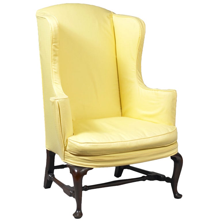 Queen Anne Balloon-Seat Wing Chair For Sale