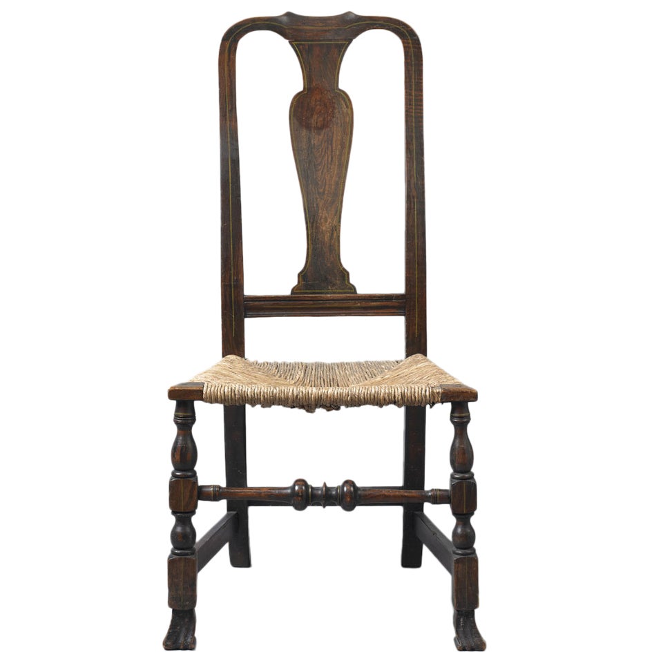 Early Queen Anne Grain Painted Spanish Foot Side Chair For Sale