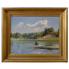 "Eeling on Lake Laura", Herman Herzog ( 1832-1932 ) German-American