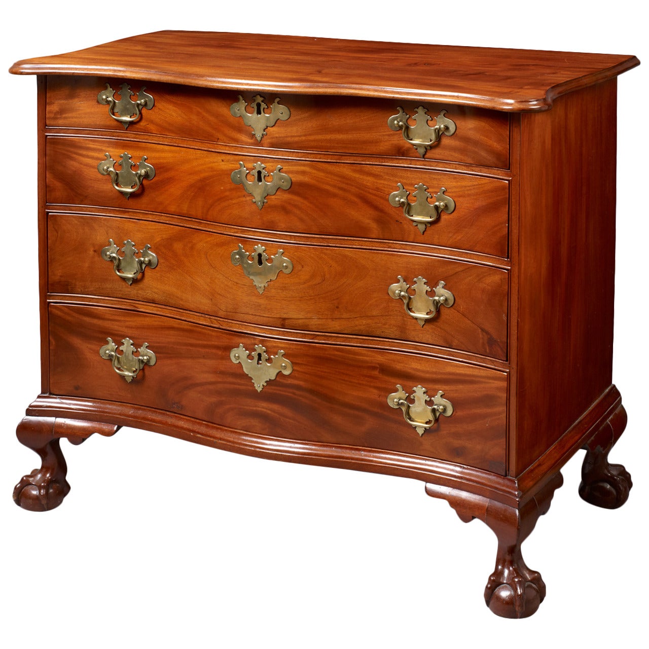 Chippendale Serpentine-Front, Four-Drawer Chest
