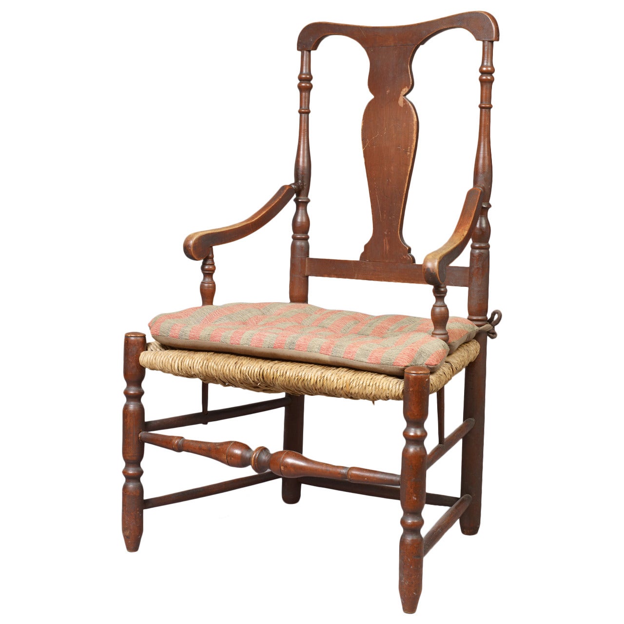 Transitional Queen Anne Armchair For Sale