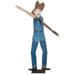 Rare Whirligig, Cowboy-Form Scarecrow