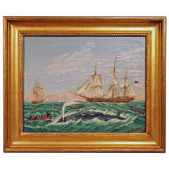 Whaling Scene Painting, Danish or American School