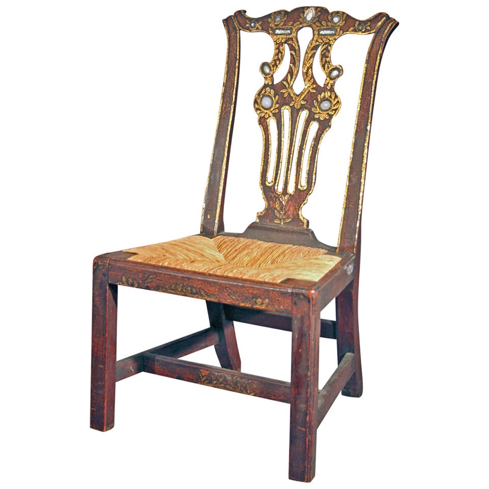 Chippendale Decorated Child's Size Chair For Sale