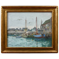 Mathias J. Alten Painting "Rockport Harbor, Mass"