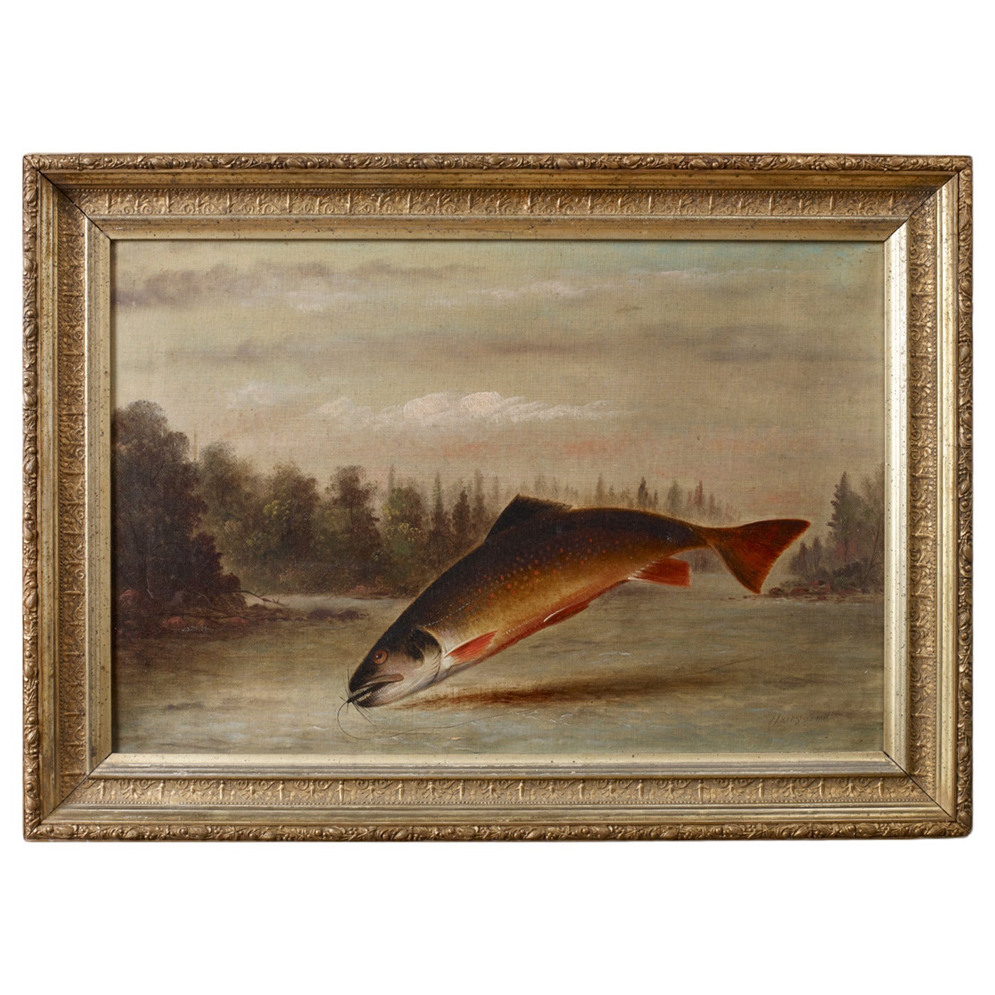 "Jumping Trout, " Oil on Canvas