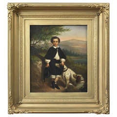 Portrait of a Young Boy with His Dogs Painting