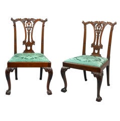 Antique Pair of George III Carved Side Chairs