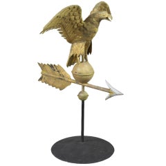 Antique Full Body Eagle Weathervane Perched on a Ball with Outstretched Wings