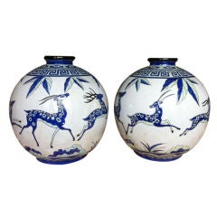 Art Deco Ceramic “Antelope Vases”