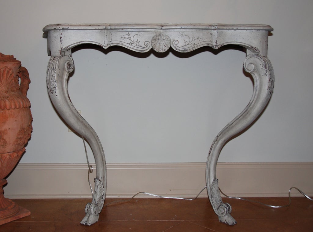 French Provincial Painted Louis XV Style Console Table