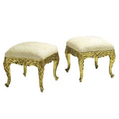 Vintage Italian Gilt Wood Benches with Chenille seats