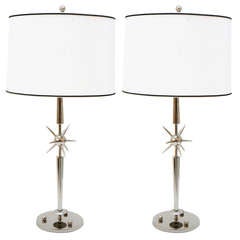 Pair of Nickel Plated Sputnik Table Lamps