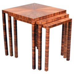 Straw Marquetry Nesting Tables, set of Three 1