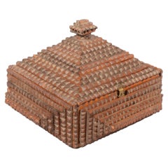 Antique Tramp Art Pyramid Box