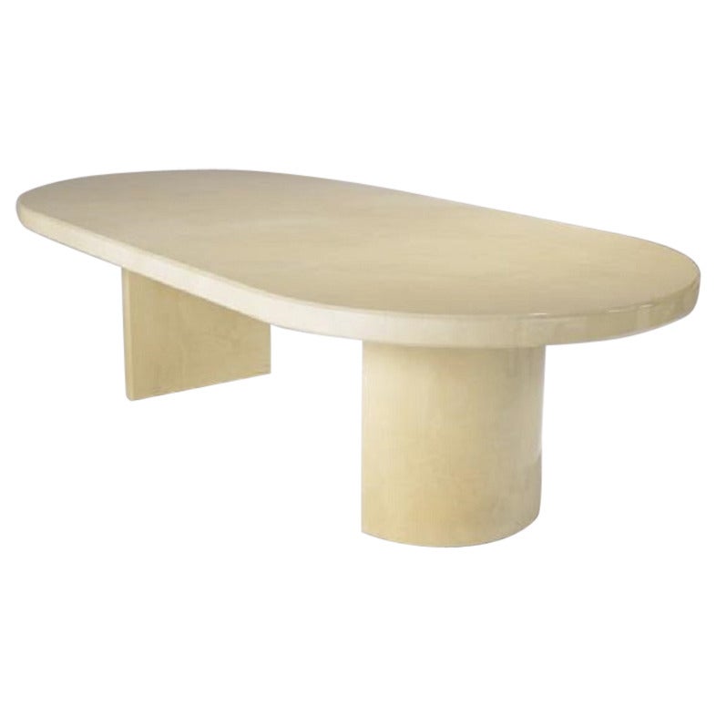 Karl Springer Style Racetrack Dining Table At 1stdibs Karl Springer Style Racetrack Dining Table For