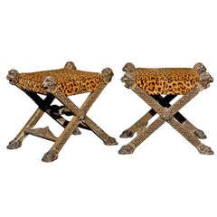 Pair of Italian X Stools - SOLD