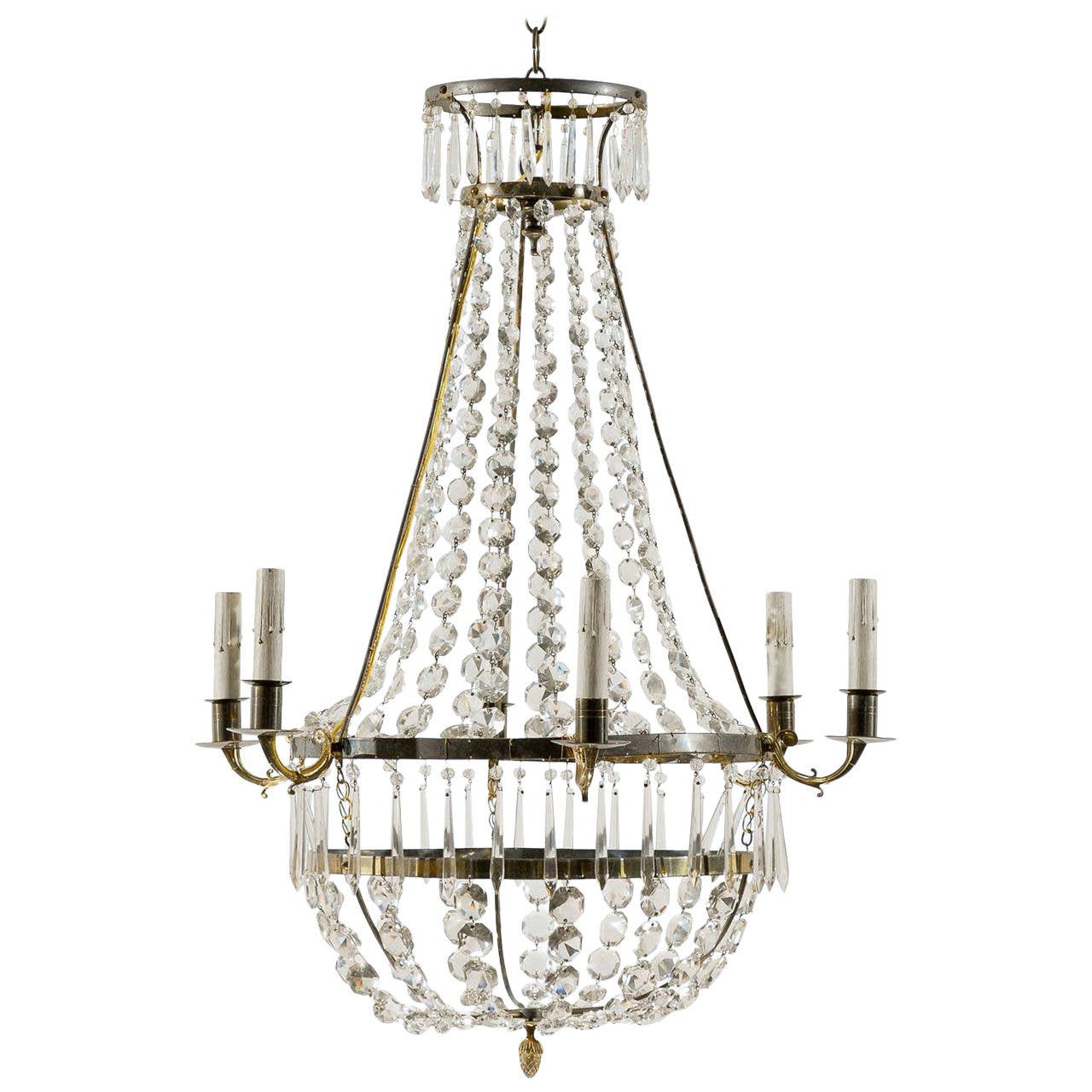 Swedish Six-Light Crystal Chandelier at 1stDibs