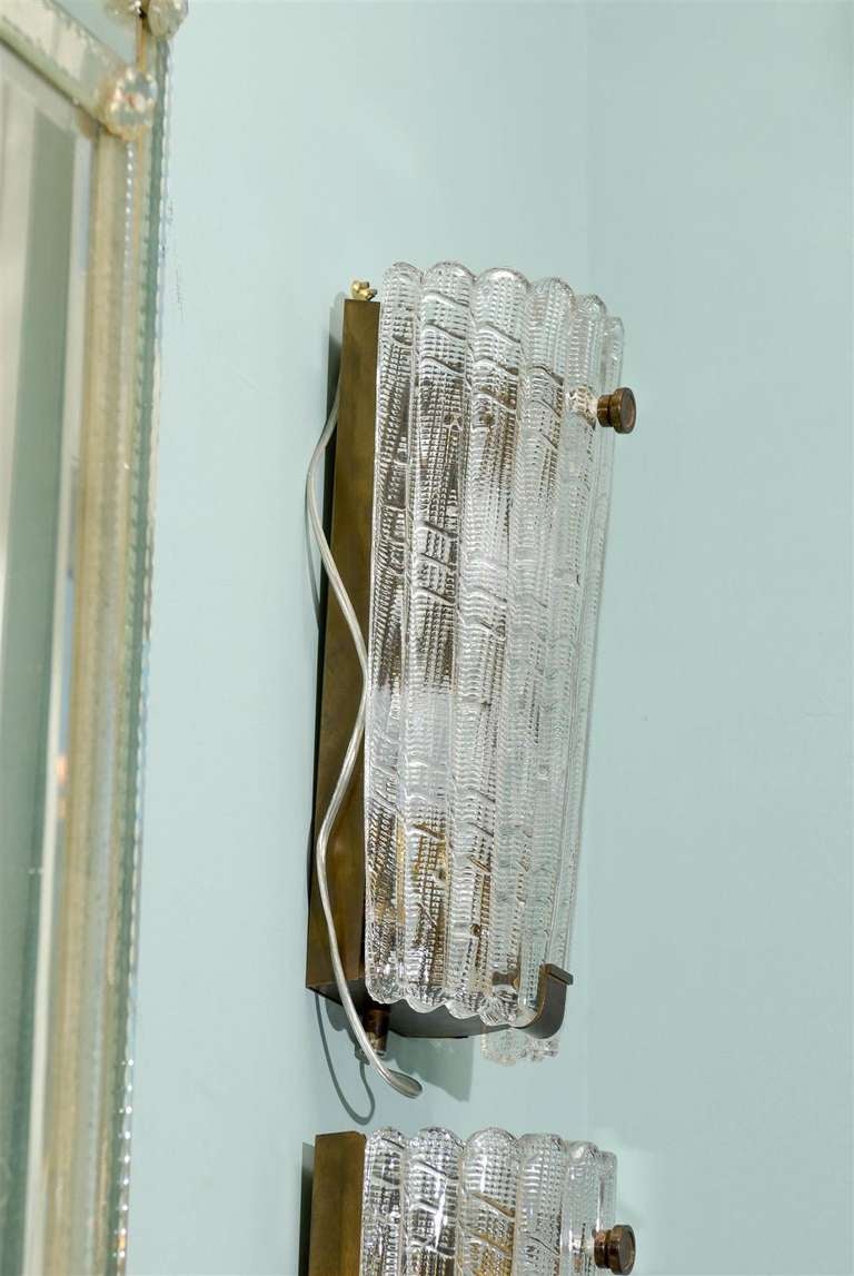 Pair of Swedish Vintage Orrefors Glass Sconces, circa 1940 In Good Condition For Sale In Atlanta, GA