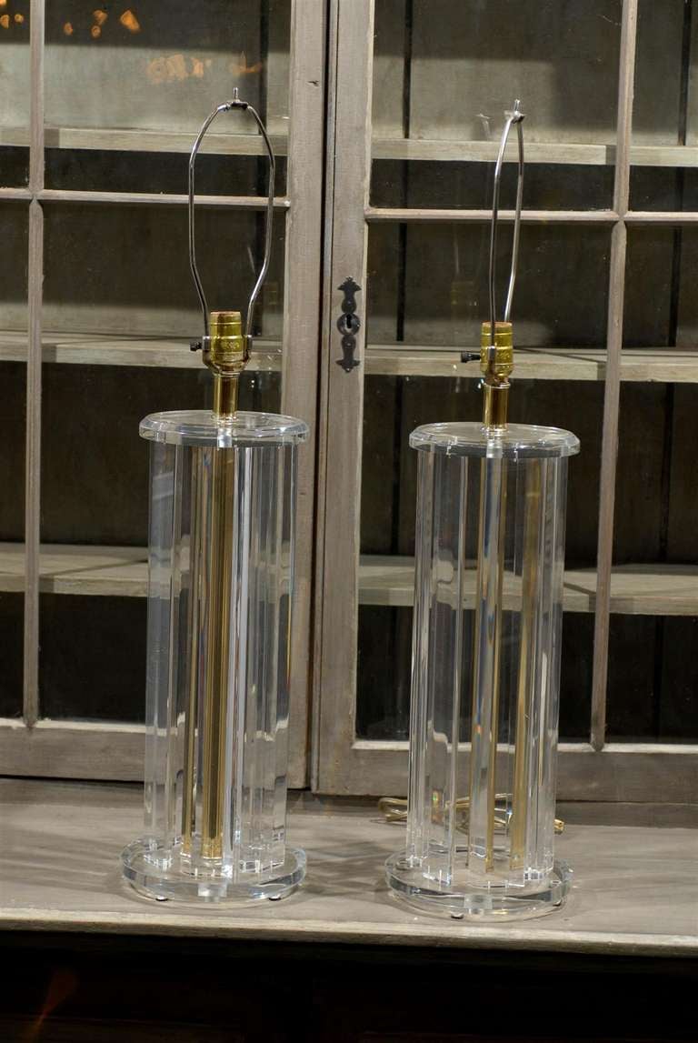 Pair of Lucite table lamps.