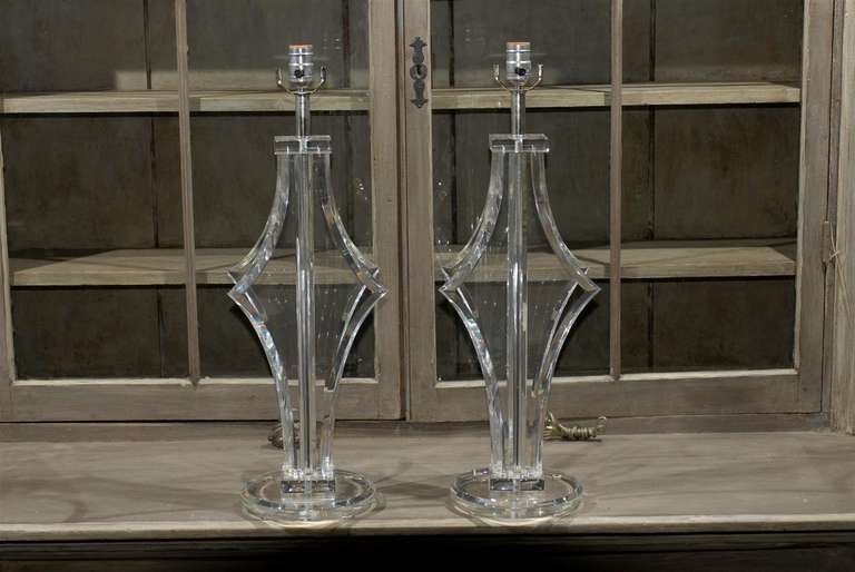 Pair of Lucite Table Lamps 3