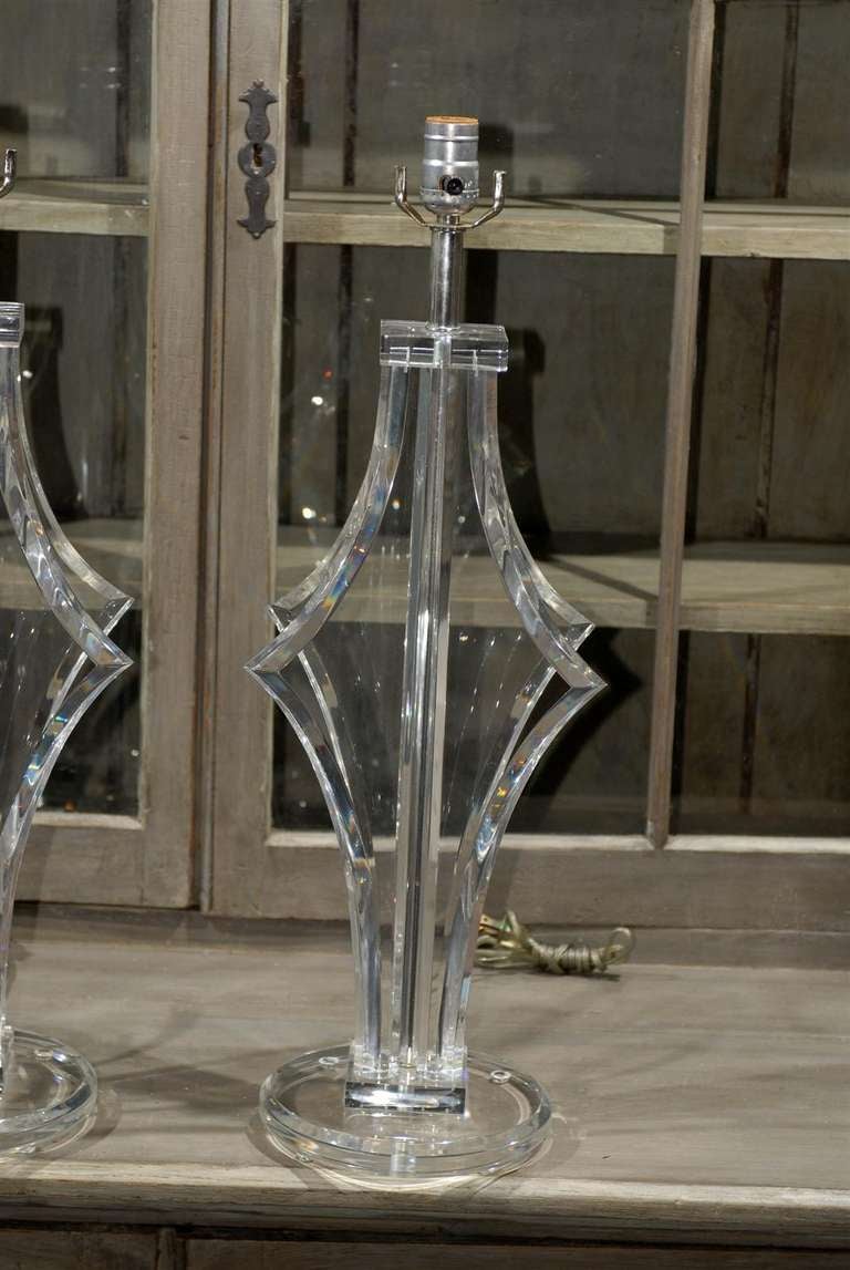 Pair of Lucite Table Lamps 1