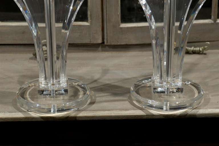 American Pair of Lucite Table Lamps