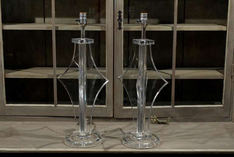 A Pair of Lucite Table Lamps
Rewired for the US.