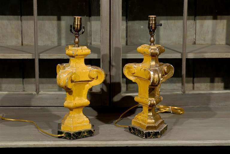 Pair of 19th Century European Antique Gilded Wood Table Lamps 2