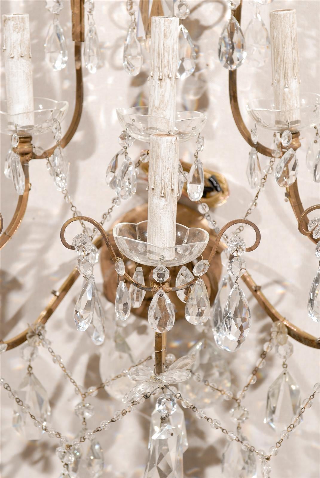 A Pair of Italian Crystal Six-Light Sconces with Beautiful Draping Ornamentation 1